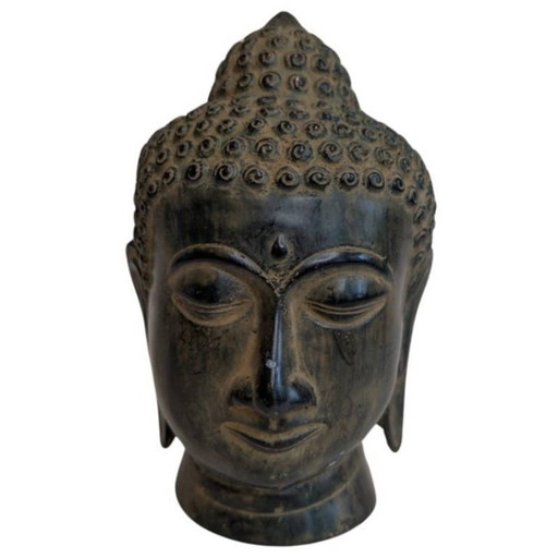 Testa di Buddha cinese in bronzo – Lotto 095 – beeldhouwkunst, Bronze
