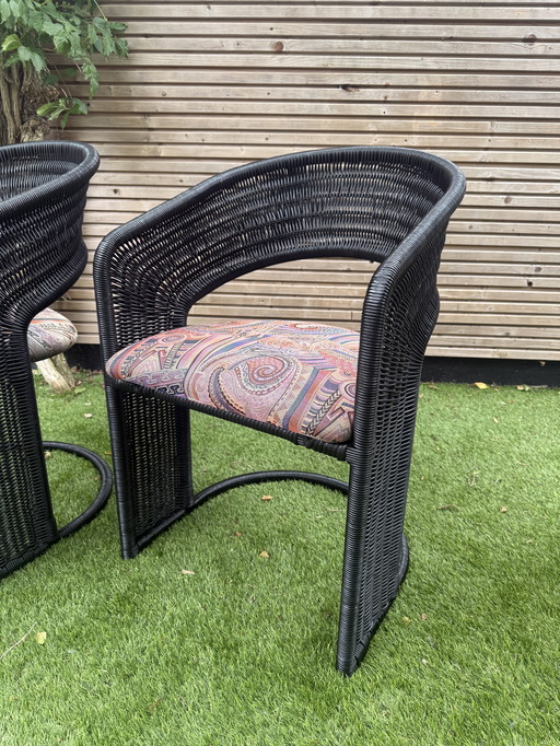 Original Black Lute van der Helm Rattan Chairs (Set of 2)