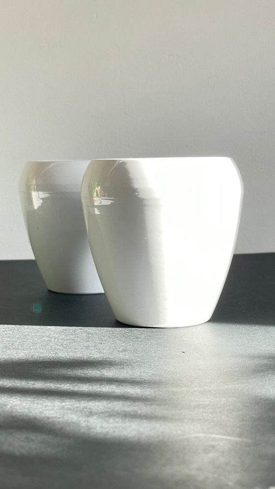 Image 1 of Pair of White Ceramic Candlesticks
