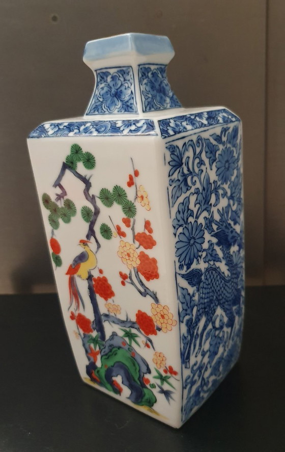 Image 1 of Jarrón de diseño japonés Ogi-gama – Con marca en la base – Phoenix & Kirin – 21,5 cm