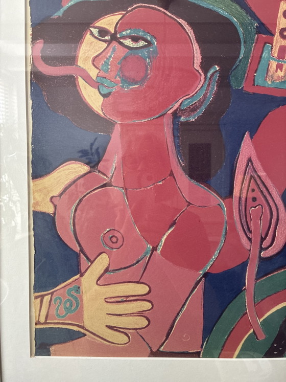 Image 1 of Colorful screen print “Cobra” by Corneille from 1988