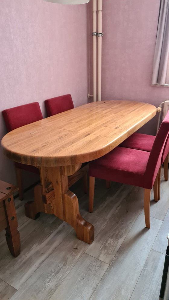 Vintage Art Deco Massief Houten Tafel – Eettafels, Wood (photo 4 of 5)