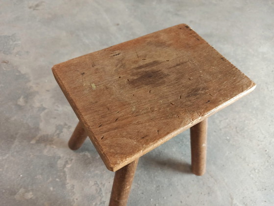 Image 1 of Vintage houten lage kruk