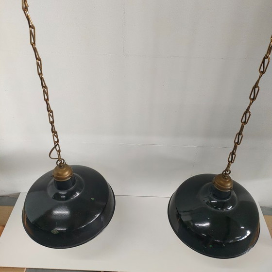 Image 1 of Lampada da caffè/soffitto industriale vintage in metallo/emaillen (4 in magazzino)