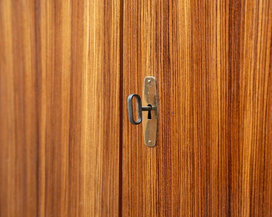 Image 1 of Highboard from the 1950s made of ash and zebrano, with open shelves