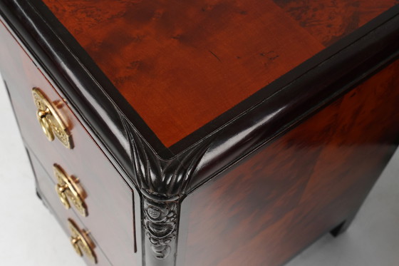 Image 1 of Paar Art Deco Nachtkastjes in Burl fineer, Eiken en Koper, Frankrijk ca. 1910