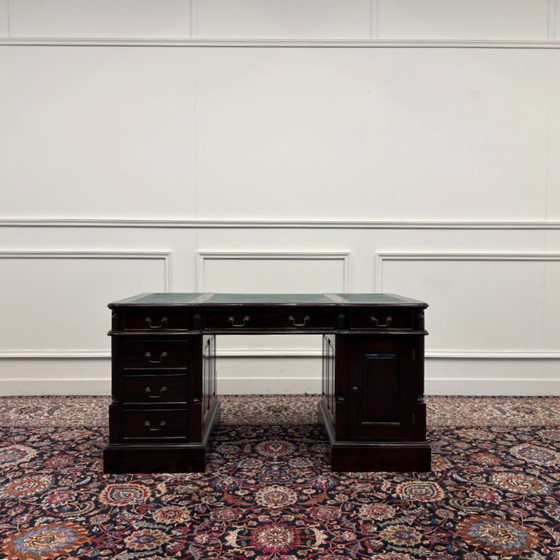 Classic English Desk Green Leather – Wood (photo 3 of 19)