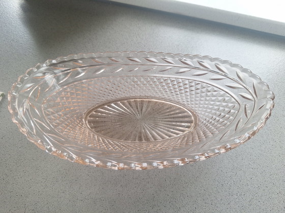 Image 1 of Anchor Hocking „Miss America“ Ovale Schale aus rosa Pressglas