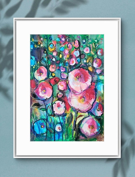 Image 1 of Etude met Mallows - originele A3 oliepasteltekening