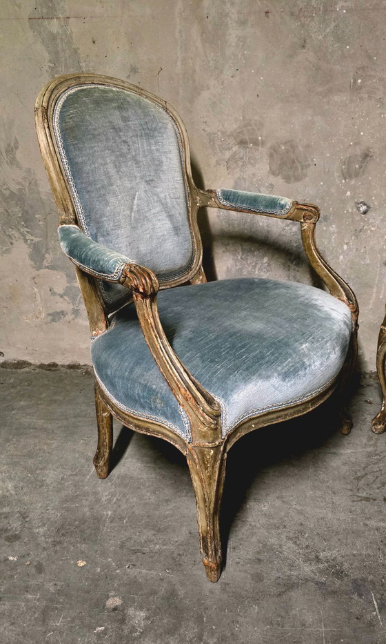 Image 1 of Pair of Louis XV cabriolet armchairs, 18th century
