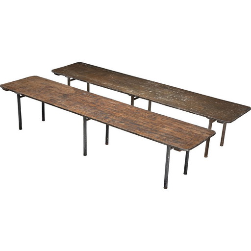 Vintage wooden butcher's table, France 1950