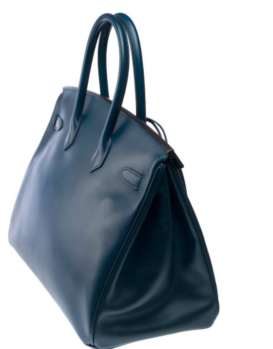 Image 1 of Borsa HERMES Birkin 35 in cuoio blu - 103221
