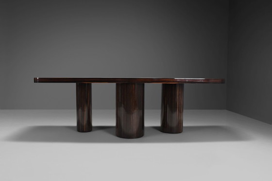 Image 1 of Excepcional consola/bifurcador de ambientes de madera de zebrano/cebrano, fabricado en Italia, década de 1970