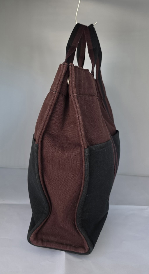 Hermès Fourre Tout MM Vintage Canvas – Bordeaux/Schwarz – tote tassen, Denim (photo 2 of 12)