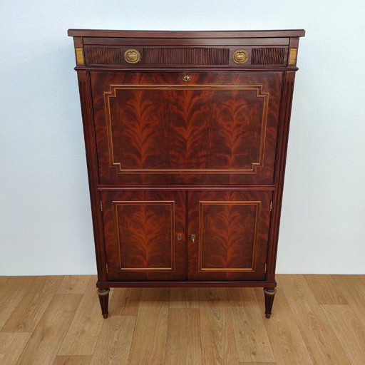 Antique Mahogany Secretary Desk in Empire Style – boekenkasten, Brass, Wood