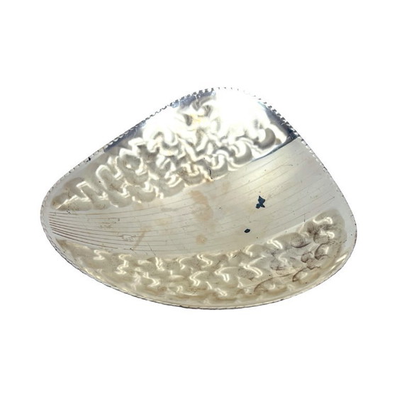 Image 1 of Vintage plated plate on leaf-shaped legs, silver-plated, Germany, 1970s.