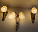 Art Deco Wandleuchten aus Bronze und Glas - Mitte 20. Jahrhundert