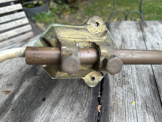 Image 1 of Industrial machine lamp with enamel shade (ca. 1930-1950)