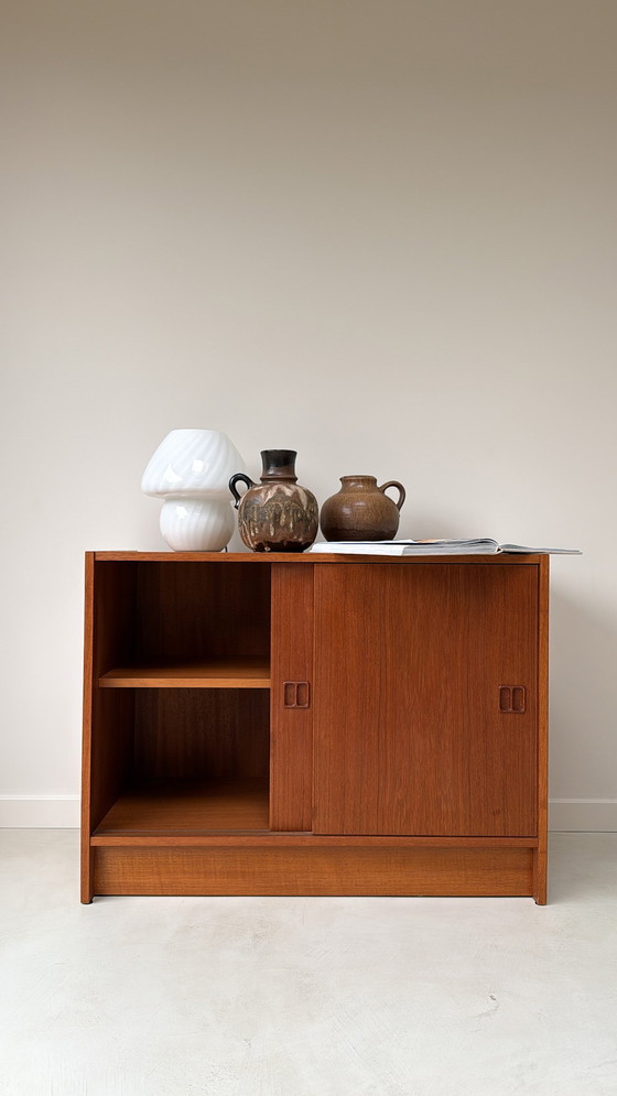 Image 1 of Vintage Danish wooden cabinet with sliding doors
