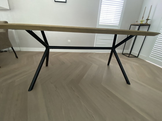 Image 1 of Oval dining table brushed oak with a 10 mm bevel
