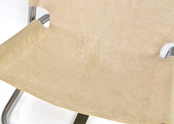 Image 1 of Scandinavische klapstoel in chroom en canvas – jaren 70