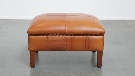 Porte-harnais en cuir de bœuf cognac avec finition rivets décoratifs