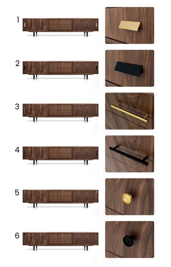 Image 1 of Notenhouten dressoir O-S01 schuifdeur en 2 laden 200