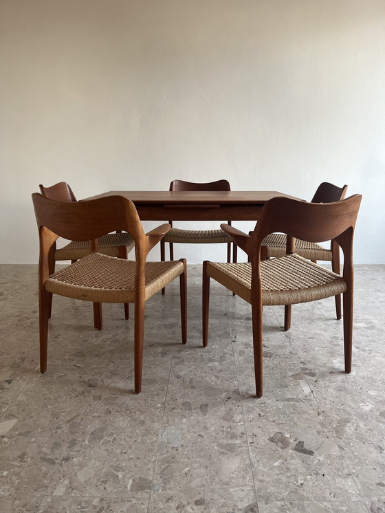 Image 1 of 5x Original "Niels Otto Møller Model 55" Armchair Teak Paper Cord J.L. Møllers!!