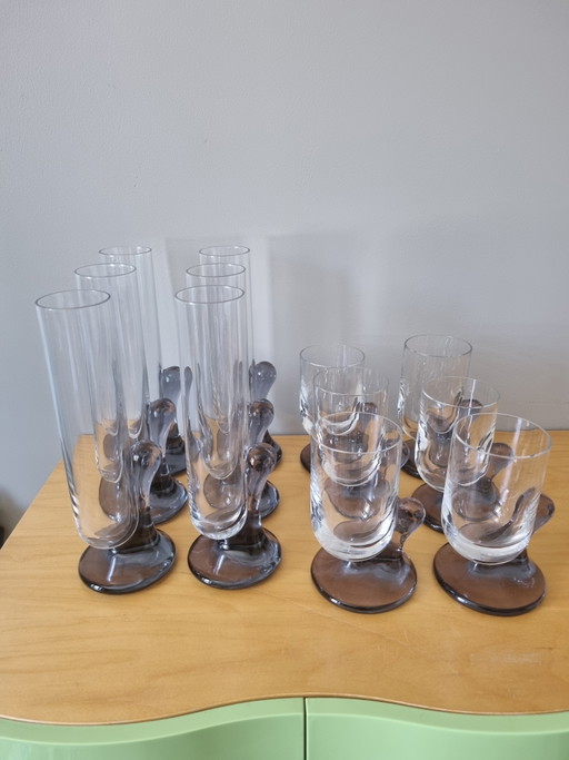 Set di 12 bicchieri in stile Joe Colombo – glazen karaffen, Crystal