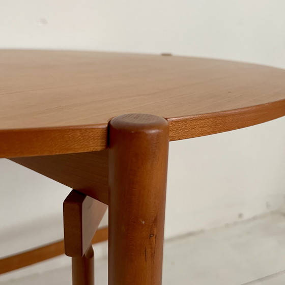 Image 1 of Side table, round, wood and wood veneer, Swedish design, vintage