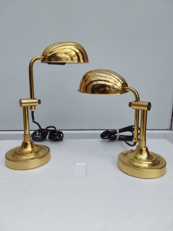 Image 1 of 2 shell lamps gold color HANS KÖGL style shell model
