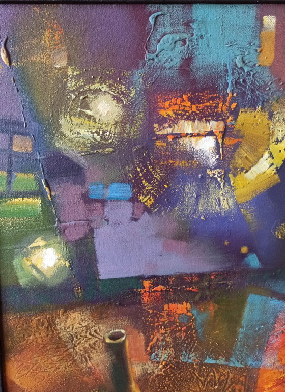 Original Oil Painting Abstract Musician Saxophone Night Blues – Paintings & Drawings, Canvas (photo 4 of 9)