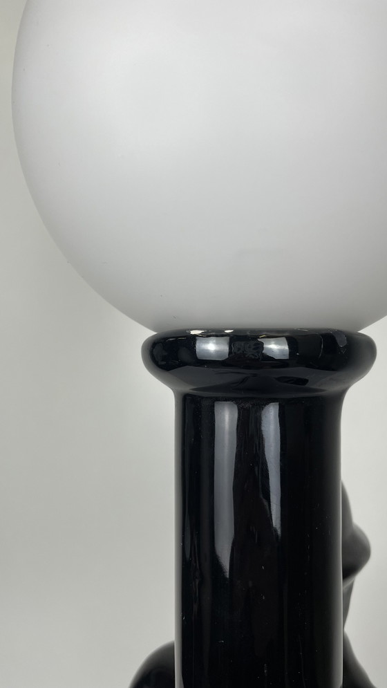 Image 1 of Vintage Eighties Black Ceramic Ball Lamp