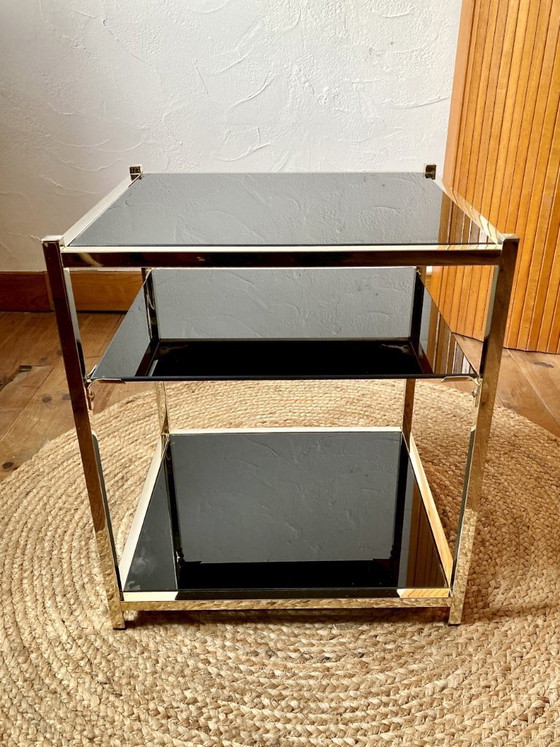 Image 1 of Gold-plated metal side table, in the style of the Jansen company, 1970s