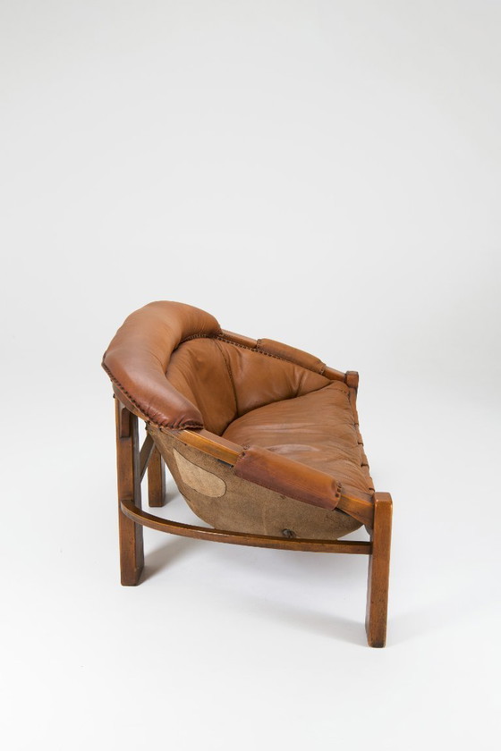 Image 1 of Italian brutalist two-seater sofa by Luciano Frigerio