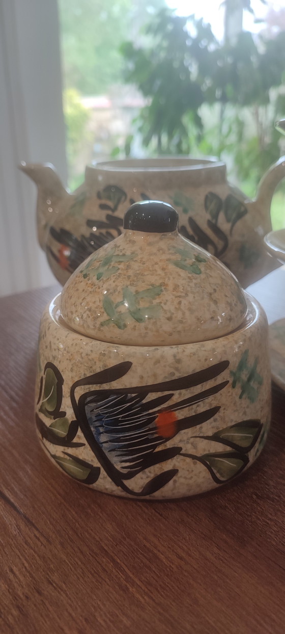 Image 1 of Grande servizio da tè in ceramica firmato Vallauris, risalente al 1960.