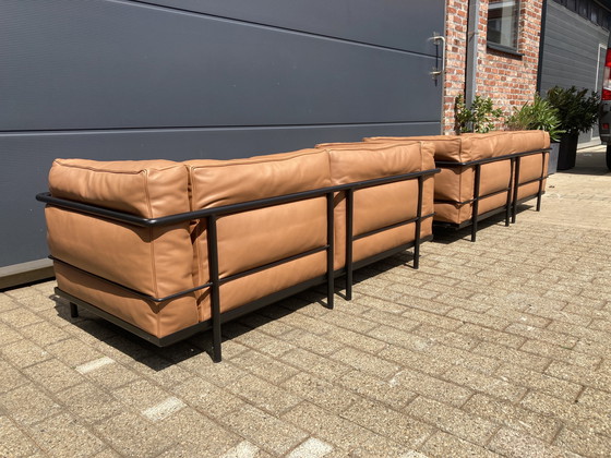 Image 1 of 2x Original Cassina Le Corbusier LC3 Cognac-Camel/Black As Good As New!!!