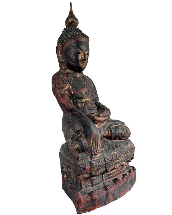 Pair of Antique Burmese Papier-Mâché Buddha Statues – Konbaung – c. 1750–1825 – Sculpture (photo 9 of 10)