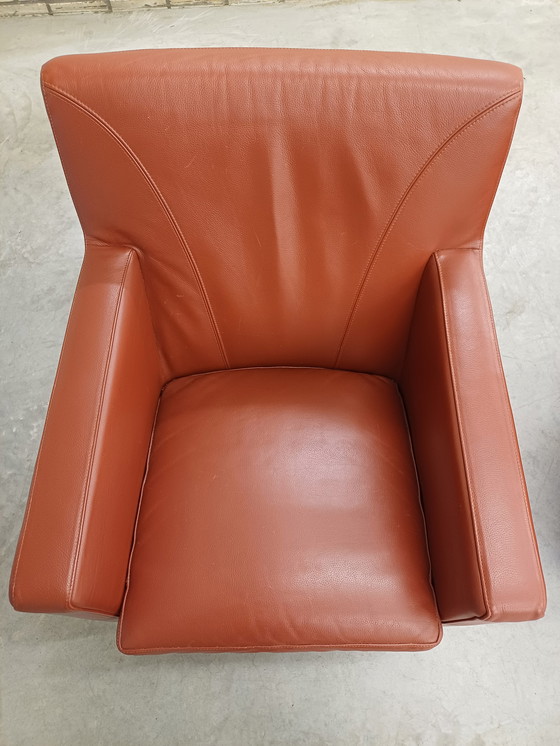 Image 1 of Leolux Dolcinea Sessel (2 Stück) Leder Senso 4100 Rust Alu poliert Stuhlbeine