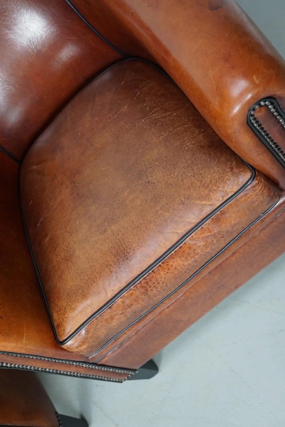 Image 1 of Vintage Nederlandse cognackleurige leren clubfauteuils, set van 2
