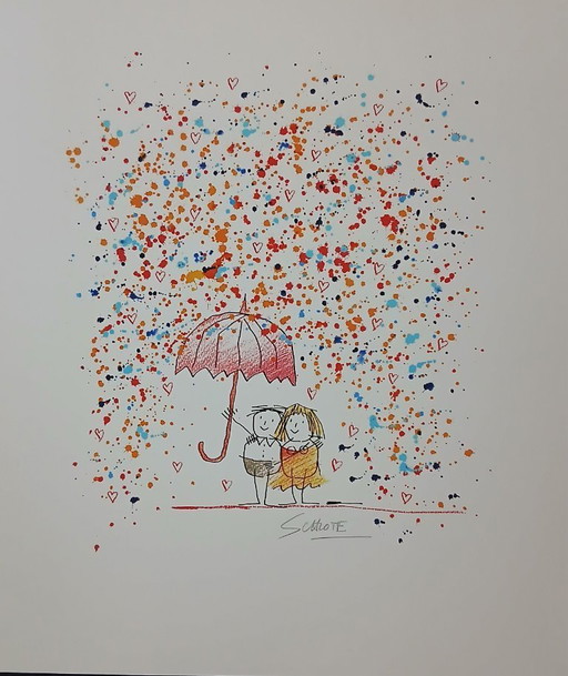 Schlote, Wilhelm - Love in the Rain - Giclée - handgesigneerd