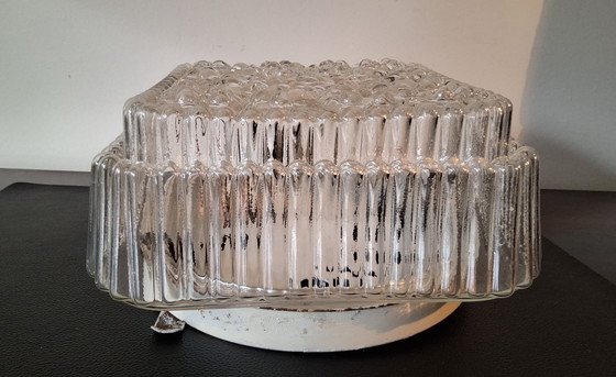 Image 1 of Vintage vierkante glazen plafondlamp j60:70