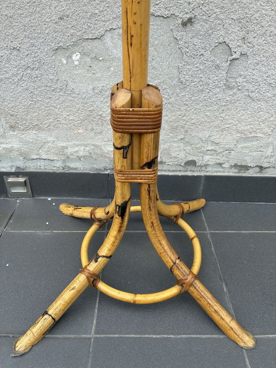 Vintage Italian Bamboo Coat Rack 1970s Boho Standing Hat Stand 185 cm, Rattan, Brown (photo 4 of 6)