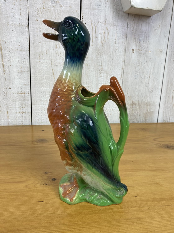 Image 1 of Duck pitcher in barbotine