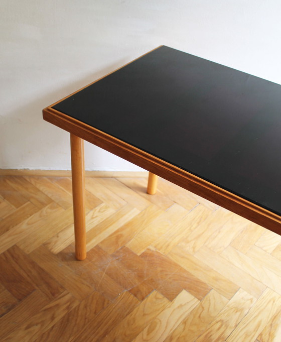 Image 1 of 1960s Long Coffee Table with Black Opaxite Glass