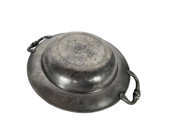 Image 1 of Plato de peltre - 'Porringer' - fuente para servir - contrastado - siglo XIX