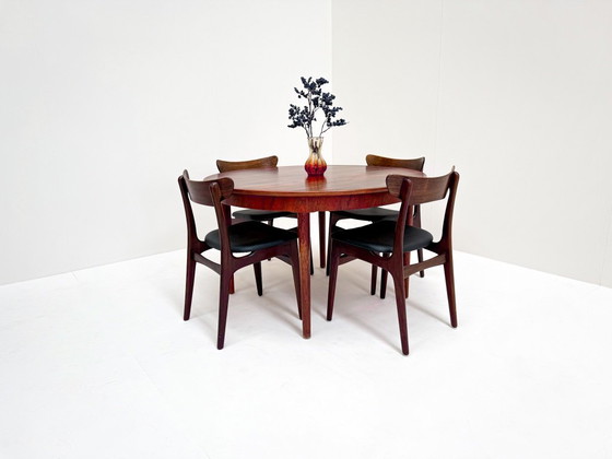 Image 1 of Set da pranzo moderno di metà secolo in palissandro: Sedie Schionning & Elgaard