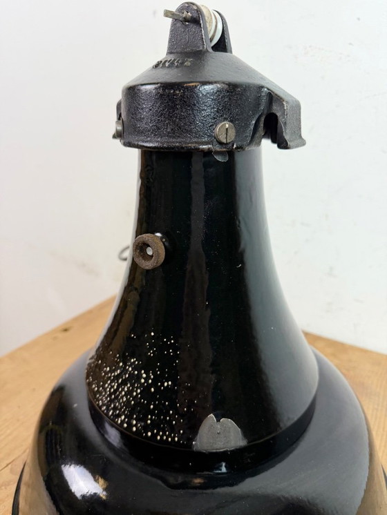 Image 1 of Industrial Black Enamel Bauhaus Pendant Lamp, 1930s