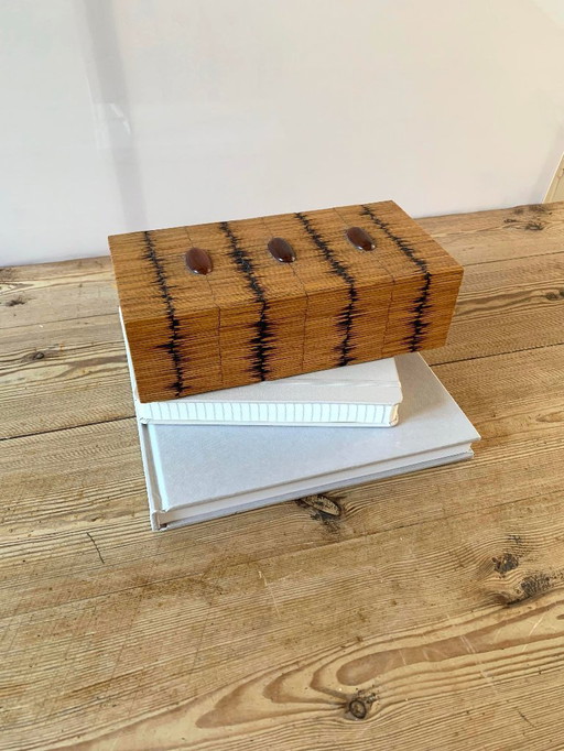 Cigar box lined with matches – Folk Art, 1950s