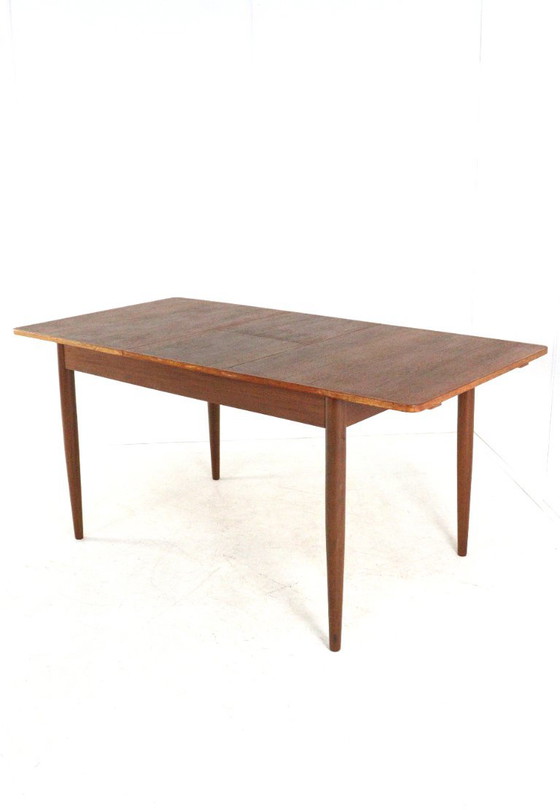 Vintage rectangular extendable Dining table midcentury 'Giessen' restored, Wood, Brown, Mid Century Modern (photo 2 of 15)